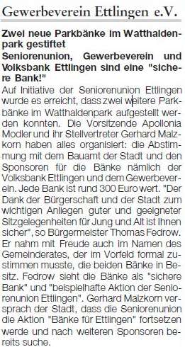 Artikel aus dem Amtsblatt vom 20.10.2011